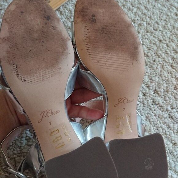 J.Crew Penny Silver Mirror Ankle Strap Sandals size 7 - Picture 10 of 10